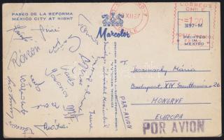 1966 A Magyar labdarúgó-válogatott tagjai által aláírt képeslap