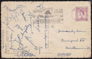 1966 A Magyar labdarúgó-válogatott tagjai által aláírt képeslap