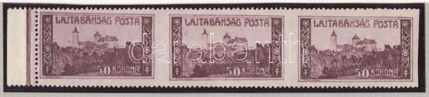 Nyugat Magyarország VII. 1921 50K függőlegesen fogazatlan hármascsík Bodor vizsgálójellel