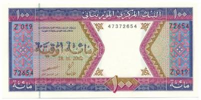Mauritánia 2002. 100O "Z 019 72654" T:AU, hullámos papír
Mauritania 2002. 100 Ouguiya &qu...