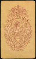 cca 1880 Elegáns öltözetű gyerekek portréja, vizitkártya Kozmata Ferenc (1839-1902) budapesti műterm...