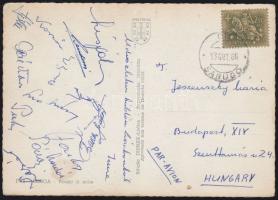 1966 A Magyar labdarúgó-válogatott tagjai által aláírt képeslap