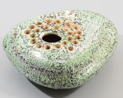 Kerezsi Györgyi Ikebana váza. Mázas kerámia, jelzett, hibátlan 18x17 cm