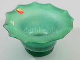 Mauth Ursula van Eyck üveg tálka, Anyagában színezett, jelzett, hibátlan d: 17 cm