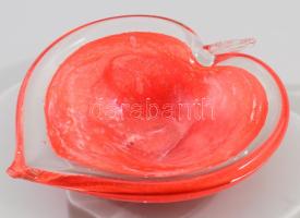 Muranoi üveg tálka, Formába öntött többrétegű, anyagában színezett, hibátlan 15x17 cm