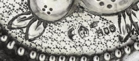 Ezüst(Ag) ovális gyümölcsmintás ékszertartó tálka, jelzett, 9,5×6,8 cm, nettó: 34,2 g