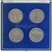 ~1960-1970 "Selmecbányai Bányászati Akadémia tanulmányi éremsorozat" Matthäus Donner emlékérméinek utánveretei, ezüstpatinázott bronz 4db-os jutalomérem sorozat díszdobozban (45mm) T:AU / Hungary ~1960-1970 "Banská Stiavnica Academic Study Medal Series" restrikes of Matthäus Donner medals, silver paitnated bronze commemorative medal set in case (45mm) C:AU