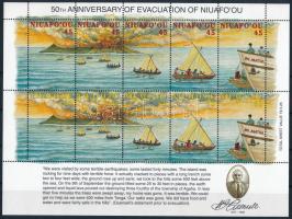 50th Anniversary of the Evacuation of Niuafo'ou mini sheet, Niuafo'ou evakuálásának 50. évfordulója kisív