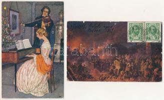 30 db RÉGI motívum képeslap: főleg művészlap, vegyes minőségben / 30 pre-1945 motive art postcards i...