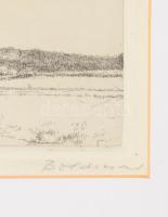 Boldizsár István (1897-1984): Táj. Rézkarc, papír, jelzett, üvegezett fakeretben, 14x30 cm