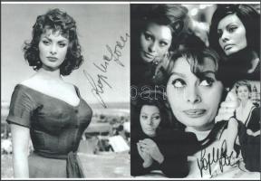 Sophia Loren Oscar-díjas olasz filmszínésznő, 2 db modern nagyítás, jelzés nélkül, Pánczél György (1920-?) filmtörténész hagyatékából (film- és színházifotó gyűjteményéből), eltérő időben készült felvételek (cca 1965 előtt), 21x15 cm