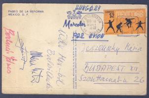 1986 A magyar öttusa válogatott tagjai által aláírt képeslap