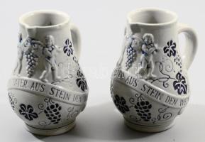 2 db két deci boros krigli, kerámia 12,5 cm