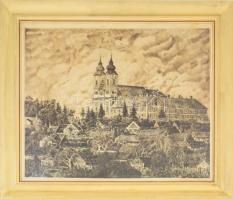 id. Imre István (1918-1983): Tihanyi apátság. Rézkarc, papír, jelzett, lapszéli kisebb elszíneződésekkel, 48,5×59 cm, üvegezett fakeretben.