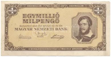 1946. 1.000.000MP látványos nyomdai papírránccal T:VF  Adamo P31