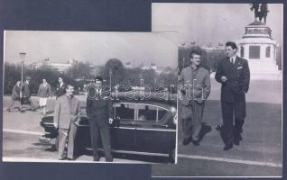 cca 1970 Papp László bokszoló és Szilágyi II. labdarúgó közös fotója 2 db 12x9cm