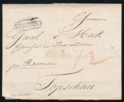 ~1839 Levél 12kr portóval Rozsnyón át Dobsinába, "PRESSBURG"