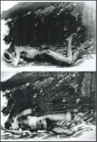 cca 1976 Hajas Tibor (1946-1980) képzőművész, performer alkotásai (Húsfestés című sorozatból), 2 db modern nagyítás, 15x21 cm