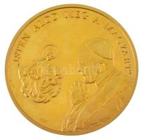 Bognár György (1944-) 1991. "II. János Pál pápa látogatása - 1991 Debrecen / Isten áldd meg a magyart" kétoldalas aranyozott bronz emlékérem (65mm) T:AU (eredetileg PP)