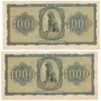 Görögország / Német megszállás 1942. 1000Dr (2x) sorszámkövetők "P Omega 268208 - 268209" ...