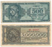 Görögország 1944. 500Dr + 5.000.000Dr T:F Greece 1944. 500 Drachmai + 5.000.000 Drachmai C:F