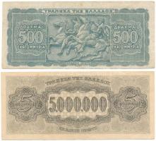 Görögország 1944. 500Dr + 5.000.000Dr T:F
Greece 1944. 500 Drachmai + 5.000.000 Drachmai C:F
