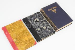 3 db német nyelvű könyv: [Heine, Heinrich]: Heines Briefe. Ausgewählt und eingeleitet von Hugo Bieber. Berlin, 1914, Deutsches Verlagshaus Bong &amp; Co. Kiadói aranyozott egészvászon-kötés, a gerincen sérülésekkel, belül jó állapotban. + Blei, Franz: In Memoriam Oscar Wilde. Herausgegeben von - - . Leipzig, 1905, Insel-Verlag. Átkötött félvászon-kötésben, helyenként kissé foltos lapokkal. + Heinrich, Gustav: Deutsche Verslehre. Zunächst für höhere Lehranstalten. Bp., 1878, Franklin-Társulat. Átkötött félvászon-kötésben, kissé foltos borítóval, sérült gerinccel.