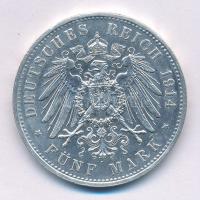 Német Birodalom / Poroszország 1914A 5M Ag "II. Vilmos" (27,83g) T:AU,XF ph. German Empire / Prussia 1914A 5 Mark Ag "Wilhelm II" (27,83g) C:AU,XF edge error Krause KM#536