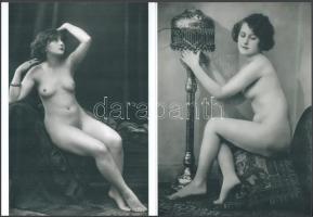 cca 1926 Demeter Károly (1892-1983) budapesti fényképész és fotóművész aktfotó gyűjteményéből 2 db modern nagyítás, jelzés nélkül, 21x15 cm
