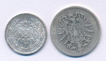 Német Birodalom 1875D 1M Ag + 1915F 1/2M Ag T:VF-F
German Empire 1875D 1 Mark Ag + 1915F 1/2 Mark A...