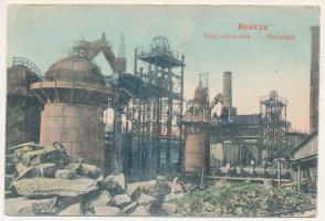1907 Resicabánya, Resicza, Recita, Resita; Nagyolvasztók. Braumüller L. kiadása / Hochöfen / ironworks, iron factory, blast furnaces (gyűrődések / creases)
