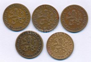 Csehszlovákia 1922-1938. 10h bronz (5xklf) T:VF Czechoslovakia 1922-1938. 10 Haleru bronze (5xdiff) C:VF Krause KM#3