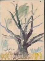 Nyergesi János (1895-1982): Magányos fa, 1931. Akvarell, papír, jelezve balra lent. 28x21 cm.