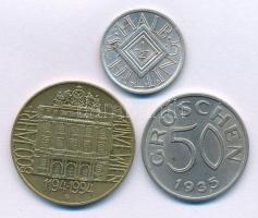 Ausztria 1925. 1/2Sch Ag + 1935. 50gr Cu-Ni + 1994. 20Sch Al-Ni-bronz "800 éves a bécsi pénzverde" T:AU-XF, karc Austria 1925. 1/2 Schilling Ag + 1935. 50 Groschen Cu-Ni + 1994. 20 Schilling Al-Ni-bronz "800 Years of Vienna Mint" C:AU-XF, scratch