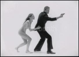 cca 1960 "Majd az Angyal (Roger Moor) megvéd", szolidan erotikus felvétel, 1 db modern nagyítás, jelzés nélkül, 15x21 cm