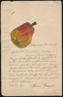 1896 Simon Margit levele Munkácsy Mihály (1844-1900) részére (feltehetőleg nem a művész rajzával), amelyben beszámol kerékpárosok tandemben való megjelenéséről, hajtás mentén hosszabb szakadással