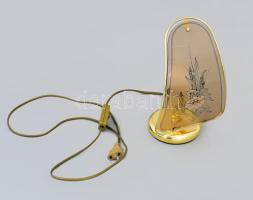 Vintage üveglapos falilámpa, működik, égővel, h: 27 cm