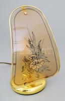 Vintage üveglapos falilámpa, működik, égővel, h: 27 cm