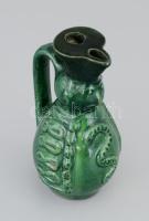 Kántor Sándor (Karcag, 1894-1989; Kossuth-díjas fazekasmester, a Népművészet Mestere) miskakancsó, jelzett, mázkopással, m: 13 cm