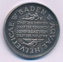 Svájc 1947. "Baden-túra - 100 éves svájci vasút" jelzetlen Ag emlékérem (33mm) T:AU patina...