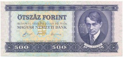 1990. 500Ft "E 174 044330" T:AU, hullámos papír, kis extra festék a hátoldalon Adamo F43
