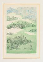 Kádár Katalin (1951-): Eső után. Színes rézkarc, papír, jelzett, számozott (2/100). 30×20 cm. Paszpartuban.