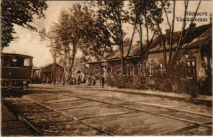 Ráckeve, vasútállomás, vonat. Münich Jenő kiadása