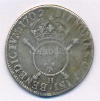 Franciaország 1702H 1E Ag "XIV. Lajos" (26,39g) T:3 fny. France 1702H 1 Ecu Ag "Louis...