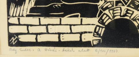 Tavaszy Noémi (1927): Ady Endre: A Hóvár-bércek alatt. Linómetszet, papír, jelzett, számozott (6/100...