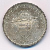 1938. 5P Ag "Szent István" T:2 patina Adamo P8.1