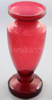 Régi mangánüveg talpas váza, jelzés nélkül, szájánál pattogzással, m: 40 cm