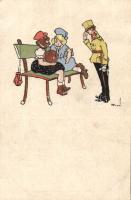 Soldier and girls litho s: Szabó