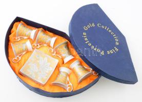 Gold Collection 6 darab virágmintás csésze alátéttel, bontatlan, hibátlan, díszdobozban, poharak m: 8 cm