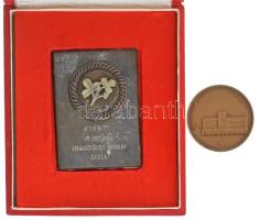 1967. "III. Országos Virágkötészeti Verseny Gyula" fém plakett tokban (74,5x53,5mm) +  Lapis András (1942-) DN "Gyulai Várszínház" bronz emlékérem (42,5mm) T:XF patina, AU